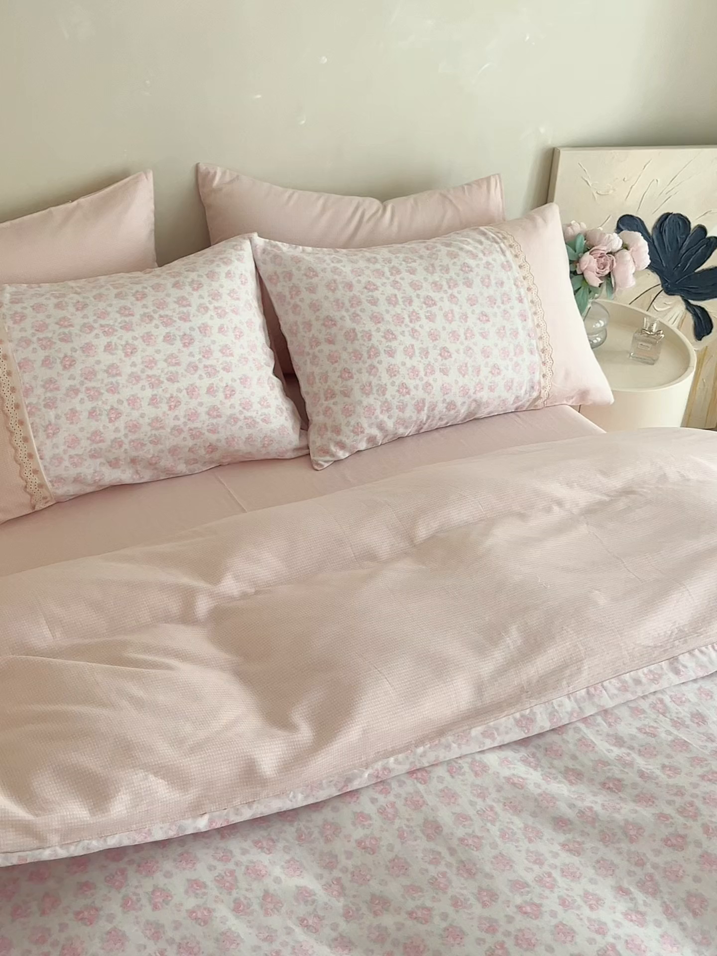 91家纺网 家纺一手货源 找家纺 （总）安莱生活 2025新款全棉纯棉双层纱复古花边款四件套