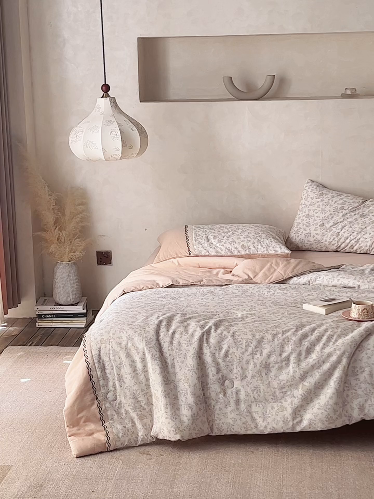 91家纺网 家纺一手货源 找家纺 安莱生活 2025新款全棉纯棉双层纱复古花边款夏被夏凉被空调被四件套 幽兰