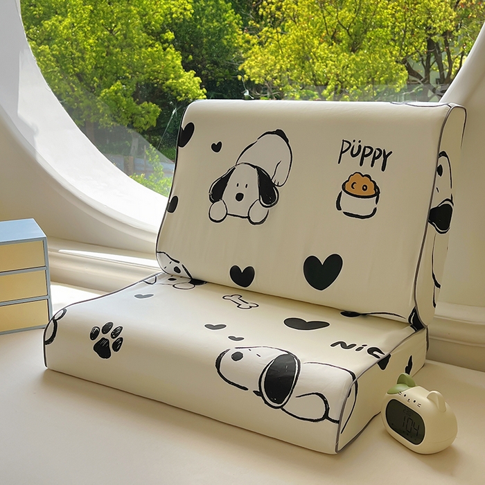 91家纺网 家纺一手货源 找家纺 百寐 2025新款13372全棉立体滚边立体记忆枕套30×50/40×60碎花卡通枕套 爱心狗