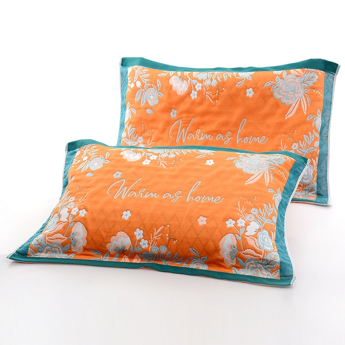 91家纺网 家纺一手货源 找家纺 （总）彩虹毛巾2025新款直播跑量花卉枕巾色织提花亲肤枕巾隔脏枕头套宽边加厚枕巾2条装