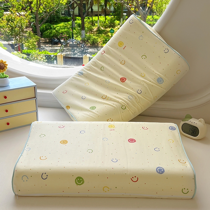 91家纺网 家纺一手货源 找家纺 百寐 2025新款13372全棉立体滚边立体记忆枕套30×50/40×60碎花卡通枕套 多彩笑脸