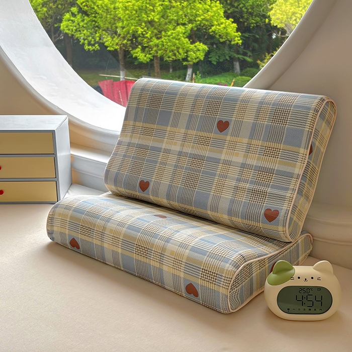 百寐 2025新款13372全棉立体滚边立体记忆枕套30×50/40×60碎花卡通枕套 心动蓝