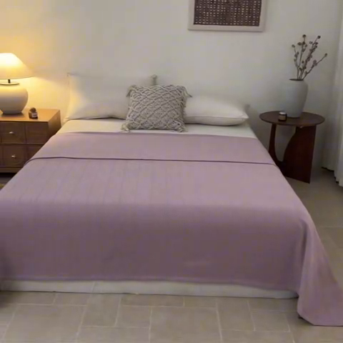 91家纺网 家纺一手货源 找家纺 悦然毛巾被 2025新款棉缇锦梦全棉夏用毛巾被盖毯 棉缇锦梦浅紫