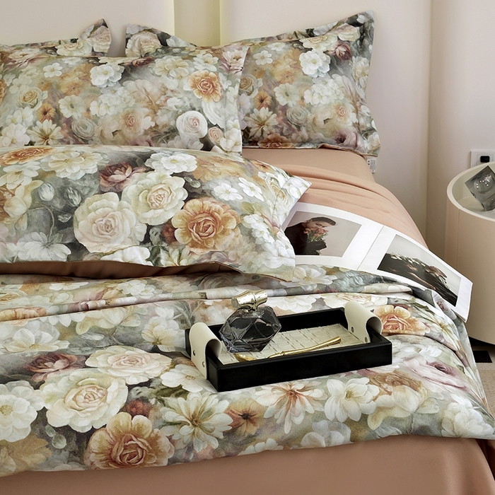 91家纺网 家纺一手货源 找家纺 典雅家纺 2025新款艾阳暖棉印花四件套 陌上花开