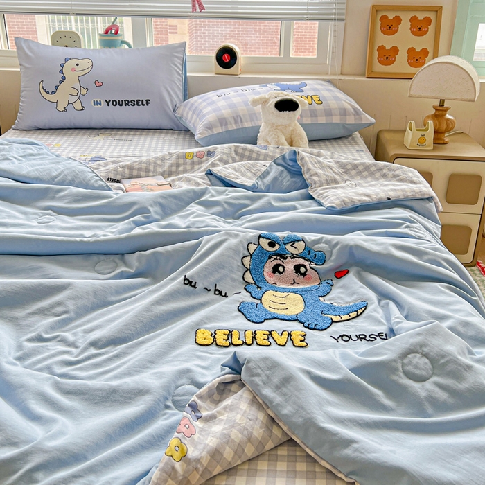 91家纺网 家纺一手货源 找家纺 一霖家纺 2025新款高克重云朵毛巾绣夏被 动感光波