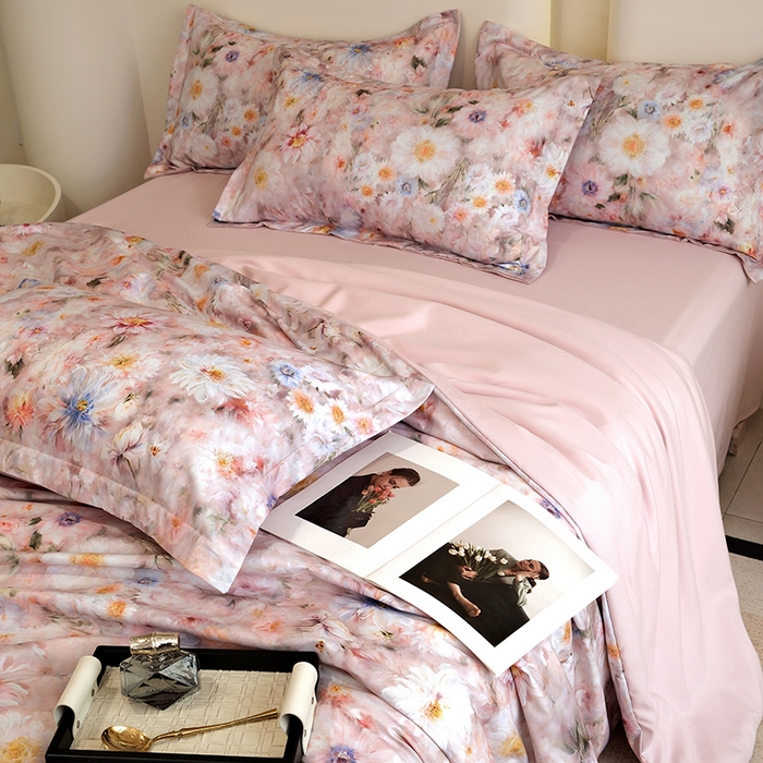 91家纺网 家纺一手货源 找家纺 典雅家纺 2025新款艾阳暖棉印花四件套 花间密语