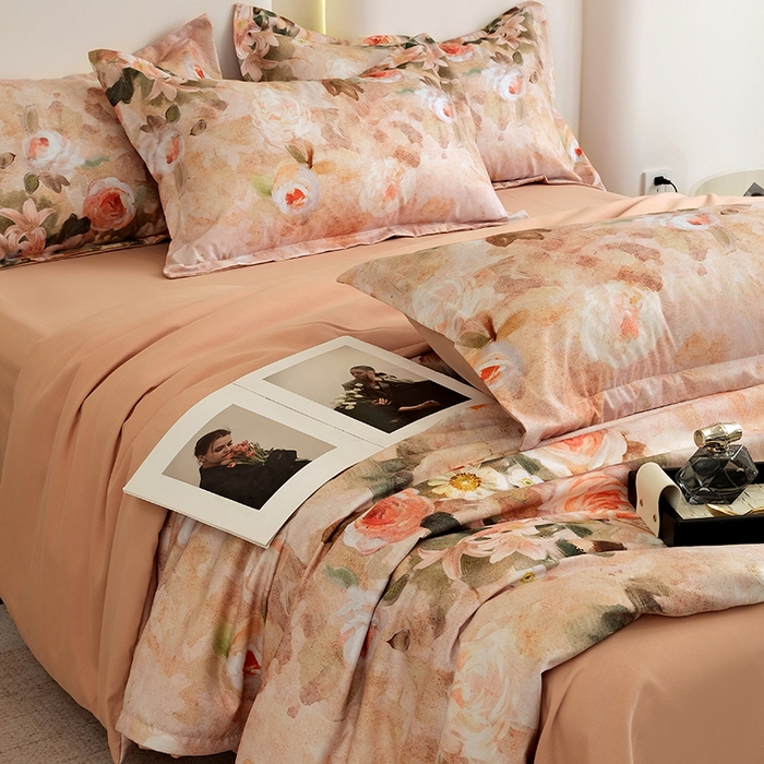 91家纺网 家纺一手货源 找家纺 典雅家纺 2025新款艾阳暖棉印花四件套 繁花似锦