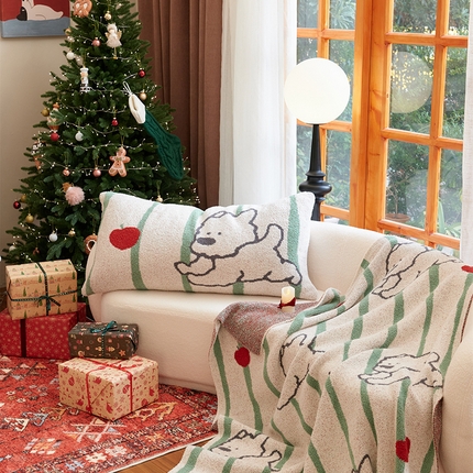 91家纺网 家纺一手货源 找家纺 （总）暖绵绵2025新款半边绒涤纶混纺毯子抱枕套