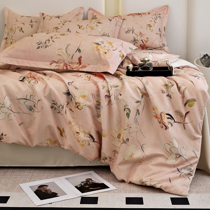 91家纺网 家纺一手货源 找家纺 典雅家纺 2025新款艾阳暖棉印花四件套 芳颜