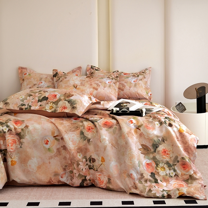 91家纺网 家纺一手货源 找家纺 典雅家纺 2025新款艾阳暖棉印花四件套 繁花似锦