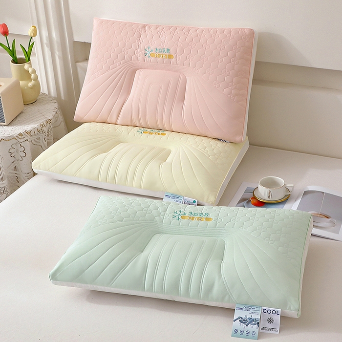 91家纺网 家纺一手货源 找家纺 （总）金牛枕芯 2025新款刺绣冰丝乳胶枕枕头枕芯简约纯色枕芯