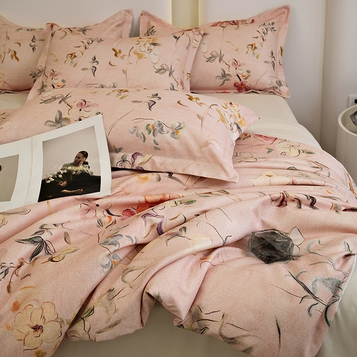 91家纺网 家纺一手货源 找家纺 典雅家纺 2025新款艾阳暖棉印花四件套 芳颜