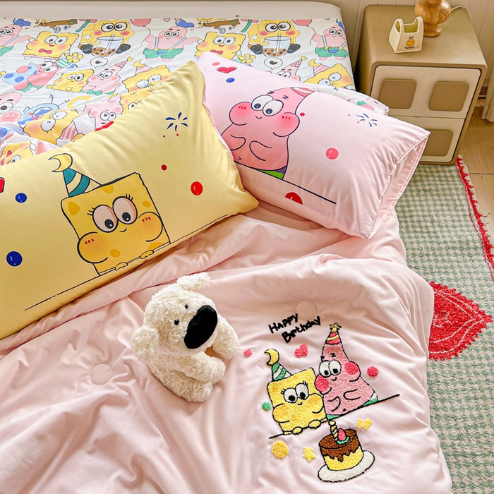 91家纺网 家纺一手货源 找家纺 一霖家纺 2025新款高克重云朵毛巾绣夏被 生日派对