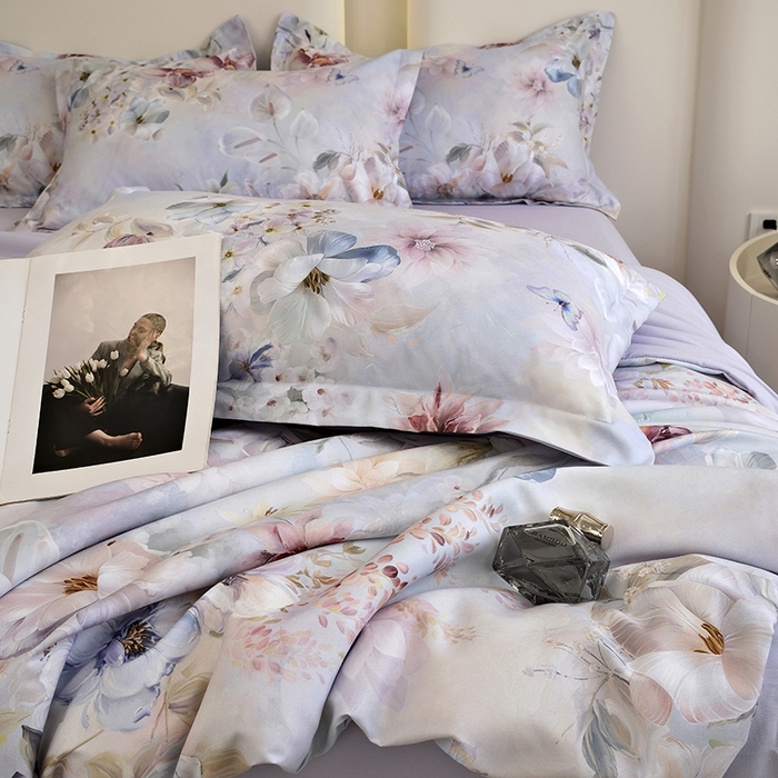 91家纺网 家纺一手货源 找家纺 典雅家纺 2025新款艾阳暖棉印花四件套 兰亭序