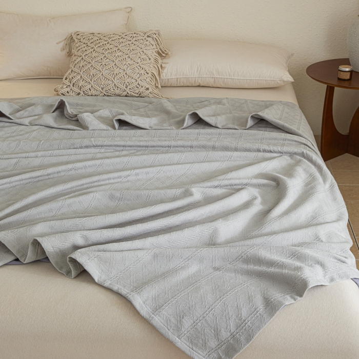 91家纺网 家纺一手货源 找家纺 悦然毛巾被 2025新款棉缇锦梦全棉夏用毛巾被盖毯 棉缇锦梦银灰