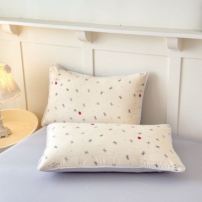 91家纺网 家纺一手货源 找家纺 仁凯家纺 2025新款A类针织棉双层纱100%新疆棉花花边夏凉被四件套（包检测）（提供买家秀） 爱心蝴蝶结