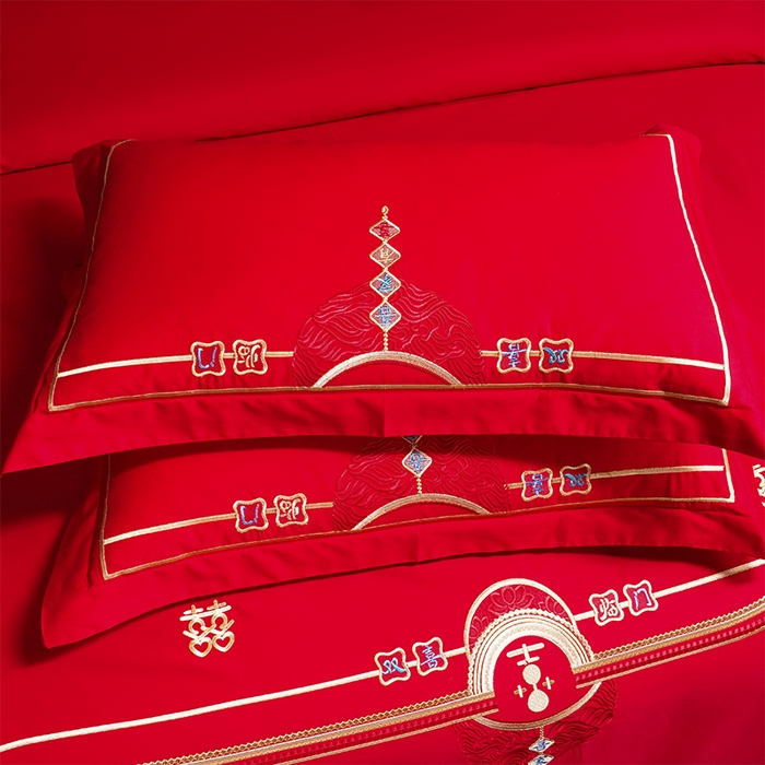 91家纺网 家纺一手货源 找家纺 （总）洽想家 2025新款全棉刺绣婚庆四件套多件套（控价销售最低不低于288元）