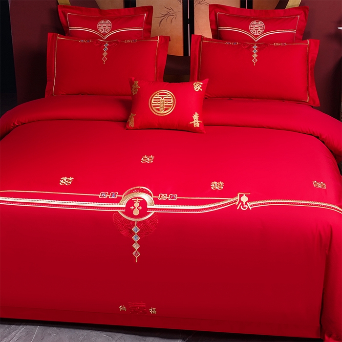 91家纺网 家纺一手货源 找家纺 （总）洽想家 2025新款全棉刺绣婚庆四件套多件套（控价销售最低不低于288元）