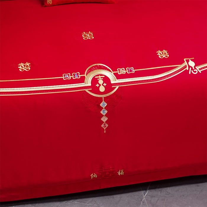 91家纺网 家纺一手货源 找家纺 （总）洽想家 2025新款全棉刺绣婚庆四件套多件套（控价销售最低不低于288元）