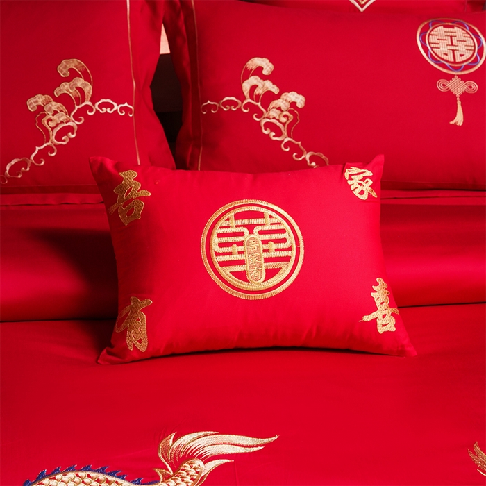 91家纺网 家纺一手货源 找家纺 洽想家 2025新款全棉刺绣婚庆四件套多件套（控价销售最低不低于288元） 龙凤瑞彩