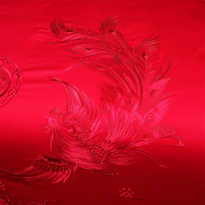 91家纺网 家纺一手货源 找家纺 洽想家 2025新款全棉刺绣婚庆四件套多件套（控价销售最低不低于288元） 龙凤瑞彩（本线绣）