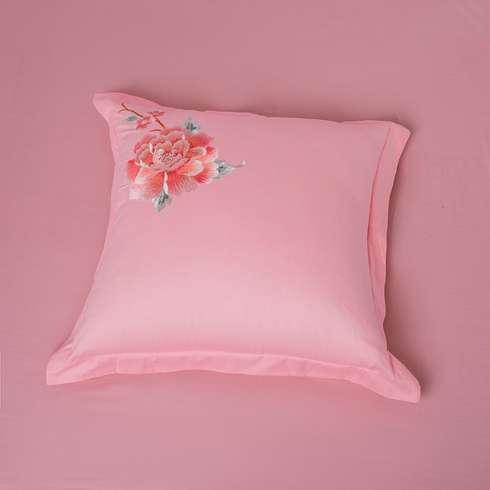 91家纺网 家纺一手货源 找家纺 洽想家 2025新款全棉刺绣粉玉色婚庆四件套多件套（控价销售最低不低于288元） 花开富贵(玉粉)