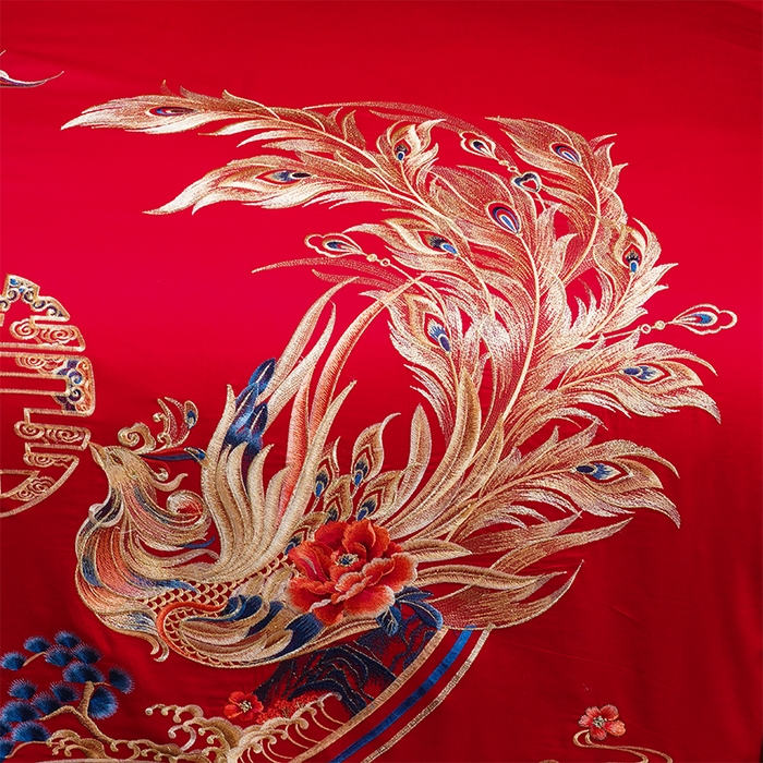 91家纺网 家纺一手货源 找家纺 洽想家 2025新款全棉刺绣婚庆四件套多件套（控价销售最低不低于288元） 龙章凤彩