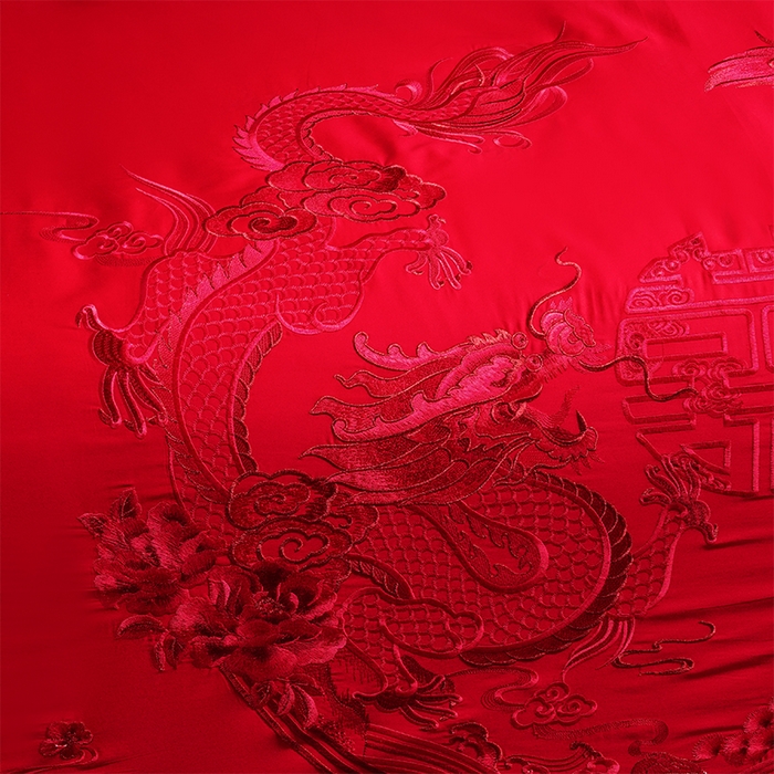 91家纺网 家纺一手货源 找家纺 洽想家 2025新款全棉刺绣婚庆四件套多件套（控价销售最低不低于288元） 龙章凤彩（本线绣）