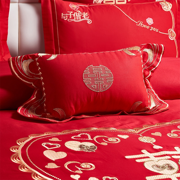91家纺网 家纺一手货源 找家纺 洽想家 2025新款全棉刺绣婚庆四件套多件套（控价销售最低不低于288元） 爱你一生