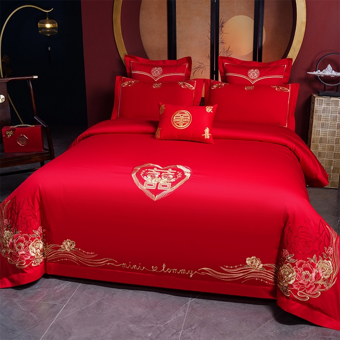 91家纺网 家纺一手货源 找家纺 洽想家 2025新款全棉刺绣婚庆四件套多件套（控价销售最低不低于288元） 满园春色