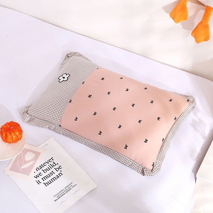 91家纺网 家纺一手货源 找家纺 贤内助家纺 2025新款全棉纯棉甜美风荞麦枕枕芯枕头保健枕护肩枕 甜美风—粉 宽35cm长55cmx高8-10cm/只