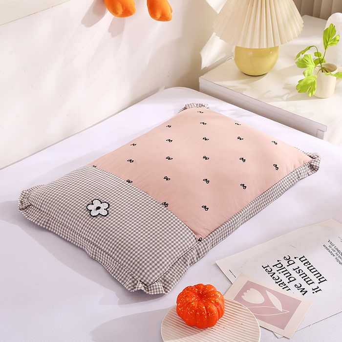 91家纺网 家纺一手货源 找家纺 贤内助家纺 2025新款全棉纯棉甜美风荞麦枕枕芯枕头保健枕护肩枕 甜美风—粉 宽35cm长55cmx高8-10cm/只