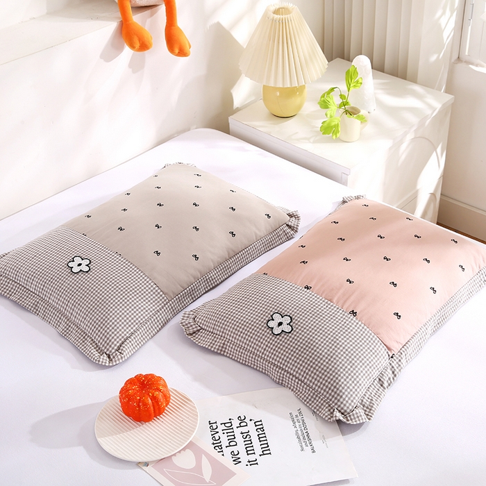 91家纺网 家纺一手货源 找家纺 贤内助家纺 2025新款全棉纯棉甜美风荞麦枕枕芯枕头保健枕护肩枕 组合图仅供参考 宽35cm长55cmx高8-10cm/只