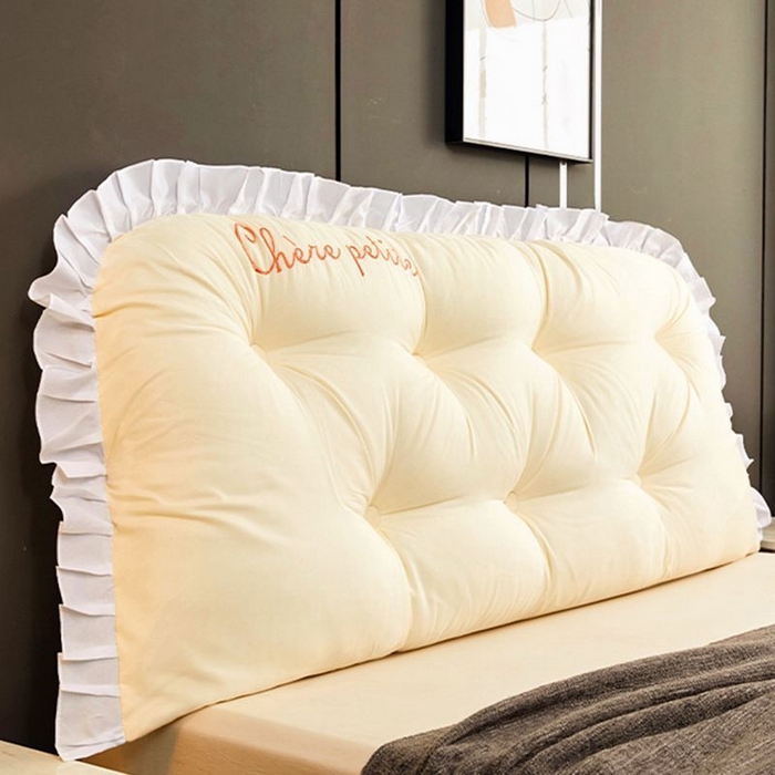 91家纺网 家纺一手货源 找家纺 （总）碧尔家居2025新款加高宿舍床头靠垫卧室床上靠枕米黄榻榻米软包长条靠背绑带拆洗-韩版