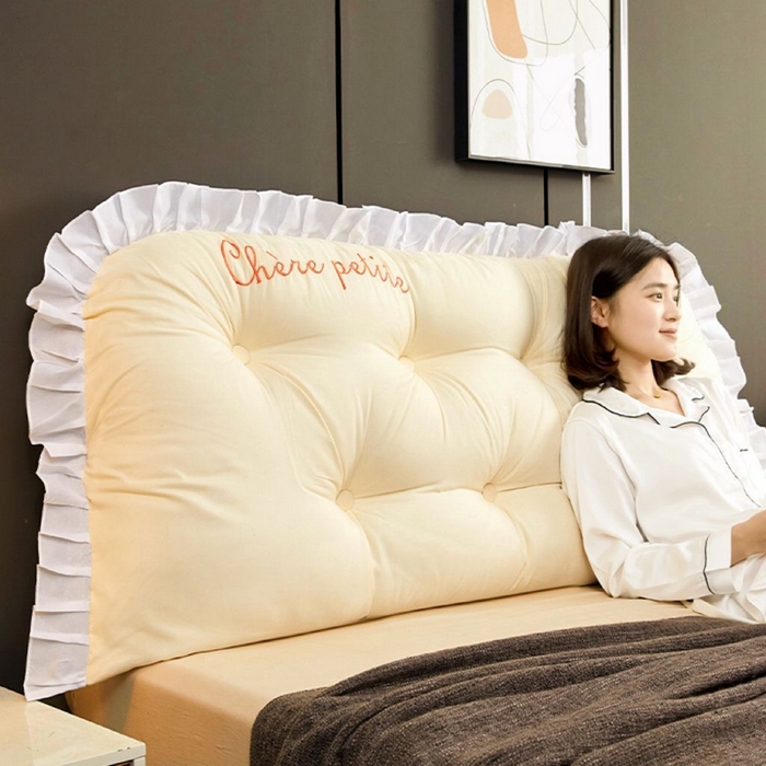91家纺网 家纺一手货源 找家纺 （总）碧尔家居2025新款加高宿舍床头靠垫卧室床上靠枕米黄榻榻米软包长条靠背绑带拆洗-韩版