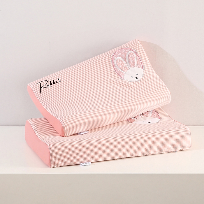 贤内助家纺 2025新款全棉纯棉兔兔枕头枕头枕芯护肩枕保健枕 全棉兔兔—粉 宽27x长44x高5cm /只