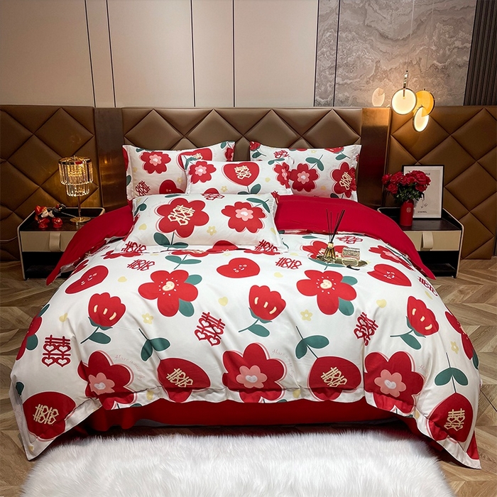 （总）洽想家 2025新款磨毛婚庆四件套多件套