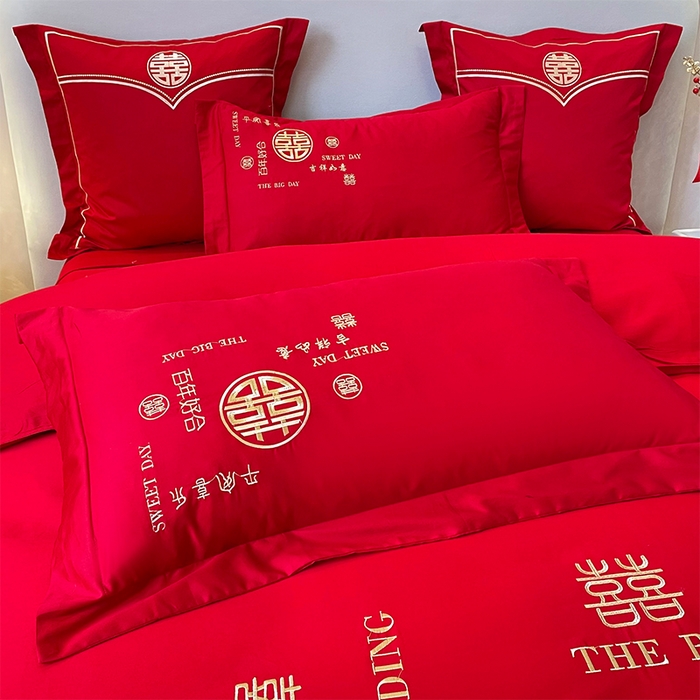 91家纺网 家纺一手货源 找家纺 洽想家 2025新款磨毛婚庆四件套多件套 良辰喜事