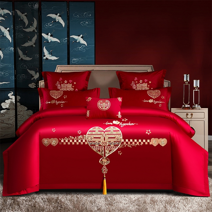 洽想家 2025新款磨毛婚庆四件套多件套 吾家有喜