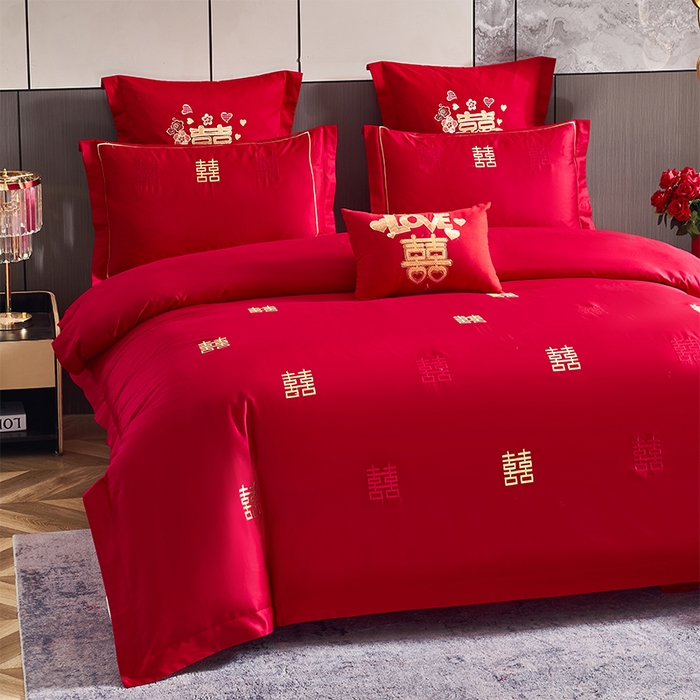 91家纺网 家纺一手货源 找家纺 洽想家 2025新款磨毛婚庆四件套多件套 喜多多