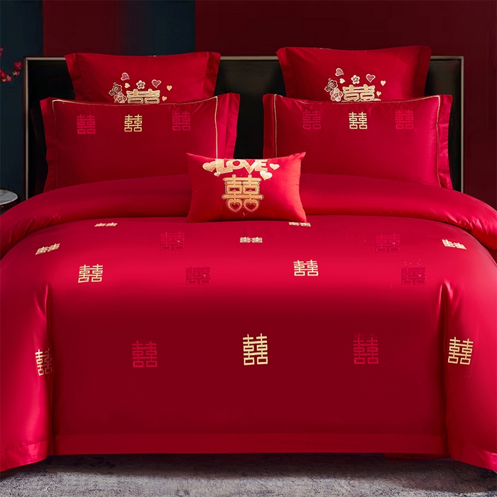 91家纺网 家纺一手货源 找家纺 洽想家 2025新款磨毛婚庆四件套多件套 喜多多