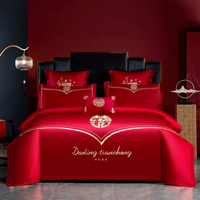 洽想家 2025新款磨毛婚庆四件套多件套 喜结连理