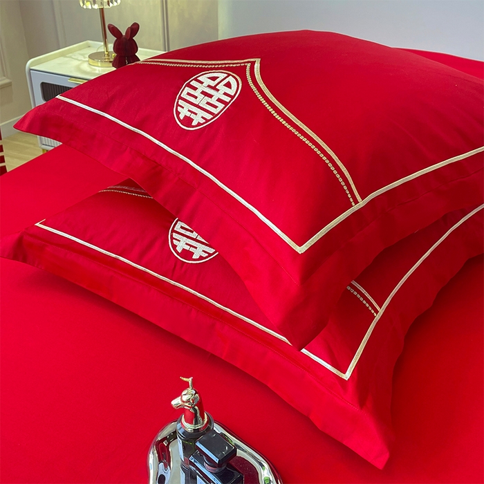 91家纺网 家纺一手货源 找家纺 洽想家 2025新款亲肤棉磨毛刺绣婚庆四件套多件套 喜情缘（磨毛款）