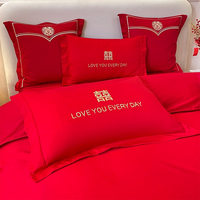 91家纺网 家纺一手货源 找家纺 洽想家 2025新款磨毛婚庆四件套多件套 喜情缘