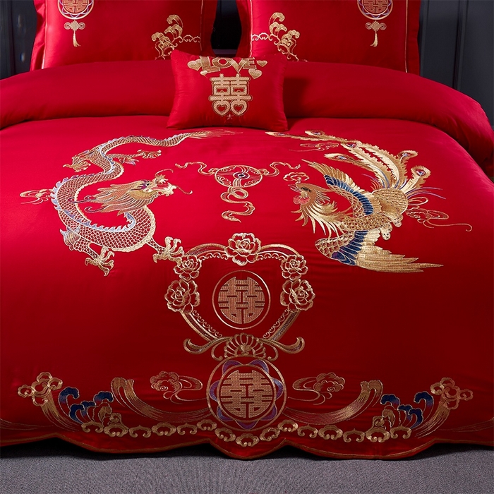 91家纺网 家纺一手货源 找家纺 洽想家 2025新款磨毛婚庆四件套多件套 龙凤贺喜