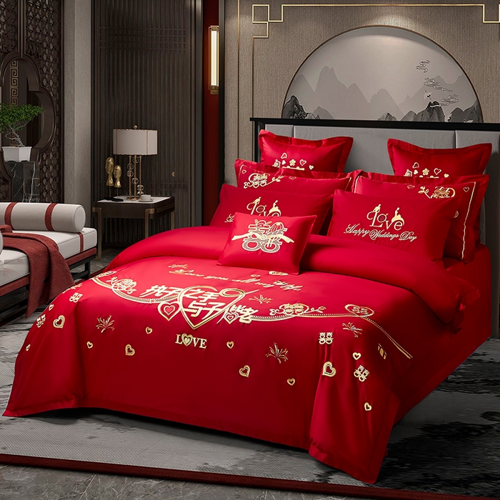 91家纺网 家纺一手货源 找家纺 洽想家 2025新款磨毛婚庆四件套多件套 执子之手