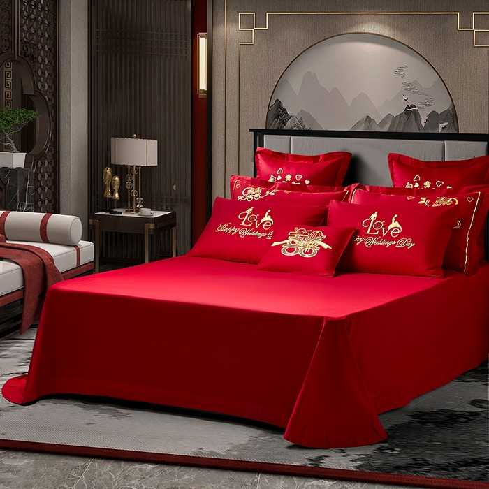 91家纺网 家纺一手货源 找家纺 洽想家 2025新款磨毛婚庆四件套多件套 执子之手