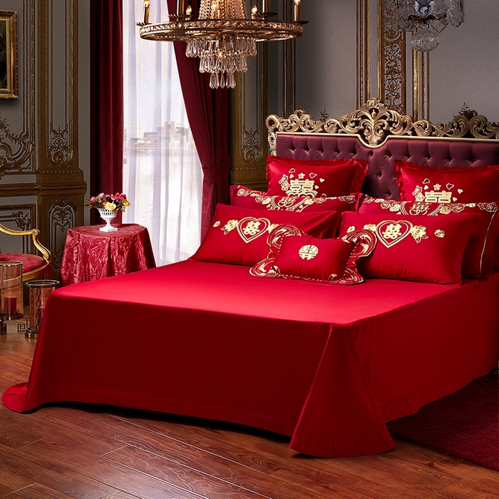 91家纺网 家纺一手货源 找家纺 洽想家 2025新款磨毛婚庆四件套多件套 永结同心