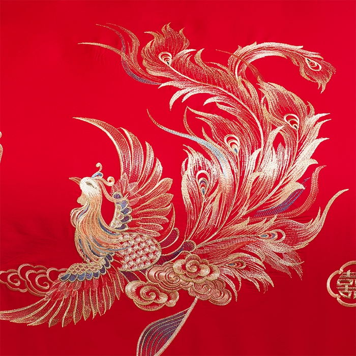 91家纺网 家纺一手货源 找家纺 洽想家 2025新款亲肤棉磨毛刺绣婚庆四件套多件套 龙凤喜韵