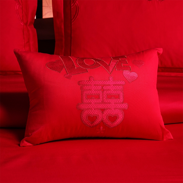 91家纺网 家纺一手货源 找家纺 洽想家 2025新款亲肤棉磨毛刺绣婚庆四件套多件套 龙凤御喜（本线绣）